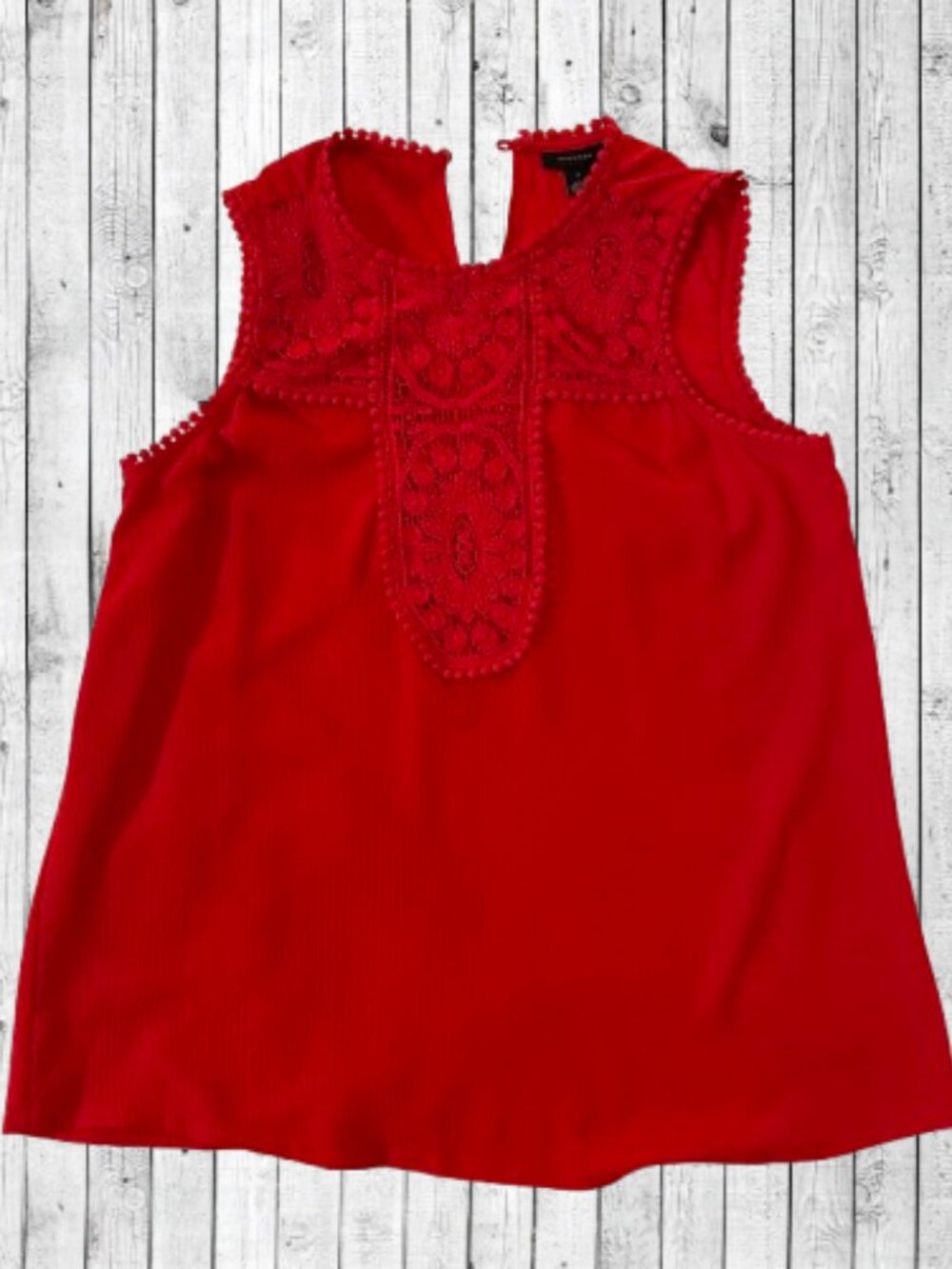 Nordstrom Halogen Red Sleeveless Crochet Lace Blouse | Size Small